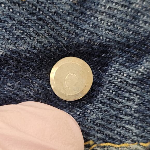 Vintage 70s LEE Whiskered Jeans 35x28 Dark-Wash Talon-Zip - Picture 12 of 16